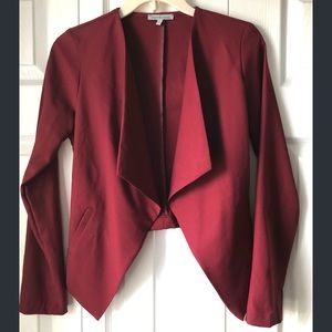 Deep Red Open Front Blazer